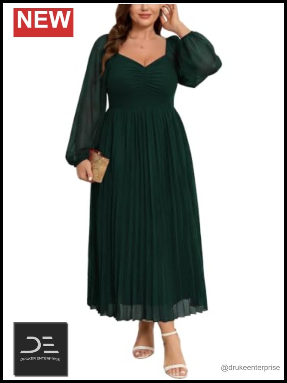 Chiffon Plus Size Maxi Dress Long Sleeve Wedding Guest Cocktail